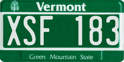 VT license plate XSF183