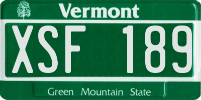 VT license plate XSF189