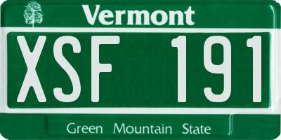 VT license plate XSF191