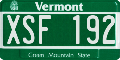 VT license plate XSF192