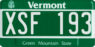 VT license plate XSF193