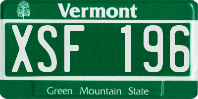 VT license plate XSF196