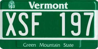VT license plate XSF197