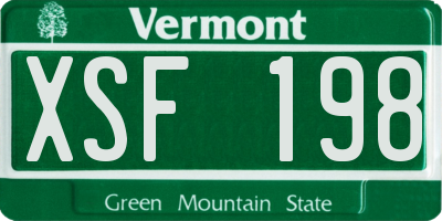 VT license plate XSF198