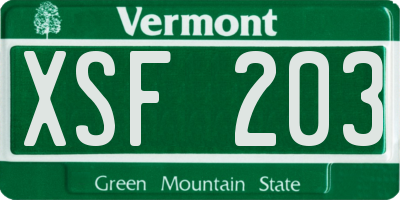 VT license plate XSF203