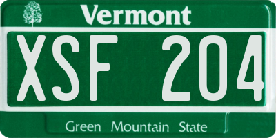 VT license plate XSF204