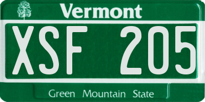 VT license plate XSF205