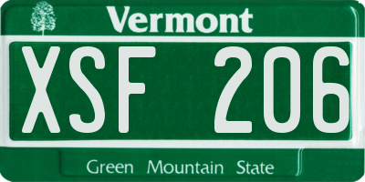 VT license plate XSF206