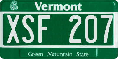 VT license plate XSF207