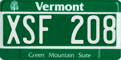 VT license plate XSF208