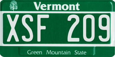VT license plate XSF209
