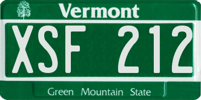 VT license plate XSF212