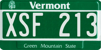 VT license plate XSF213