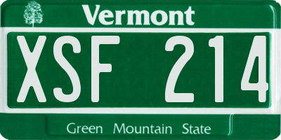 VT license plate XSF214