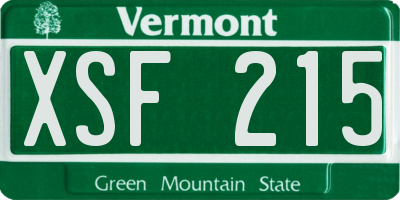 VT license plate XSF215