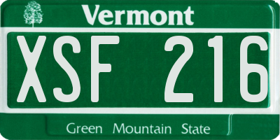 VT license plate XSF216