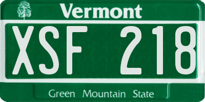 VT license plate XSF218