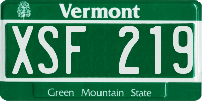 VT license plate XSF219
