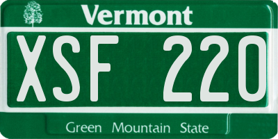 VT license plate XSF220