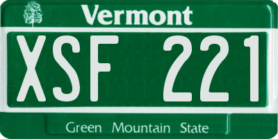 VT license plate XSF221