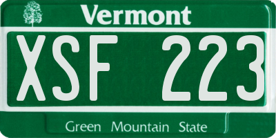 VT license plate XSF223