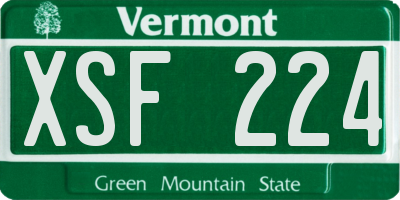 VT license plate XSF224