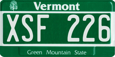 VT license plate XSF226