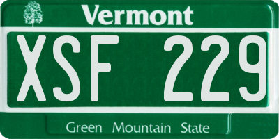 VT license plate XSF229