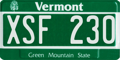 VT license plate XSF230