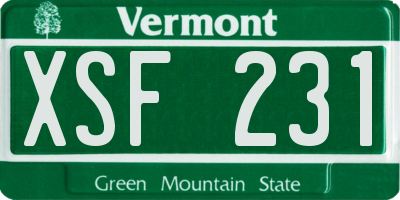 VT license plate XSF231