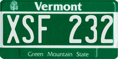 VT license plate XSF232