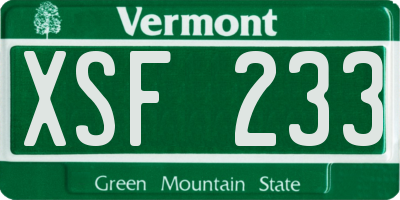 VT license plate XSF233
