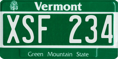 VT license plate XSF234