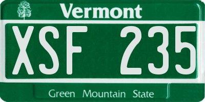 VT license plate XSF235