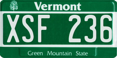 VT license plate XSF236