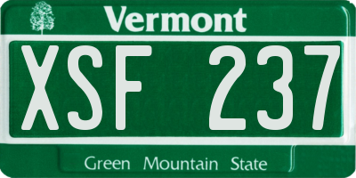 VT license plate XSF237