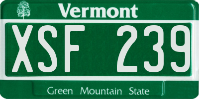 VT license plate XSF239