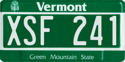 VT license plate XSF241