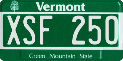 VT license plate XSF250