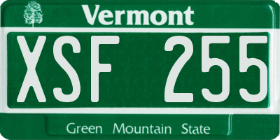 VT license plate XSF255