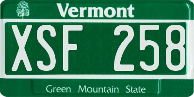 VT license plate XSF258