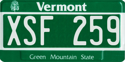 VT license plate XSF259