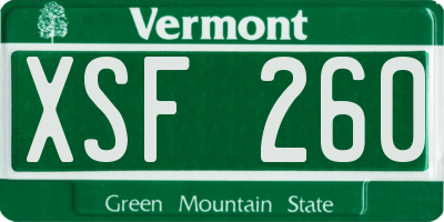 VT license plate XSF260