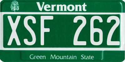 VT license plate XSF262