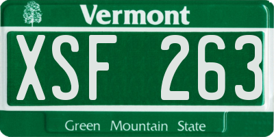 VT license plate XSF263