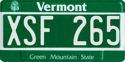 VT license plate XSF265