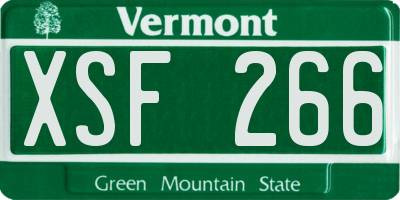 VT license plate XSF266