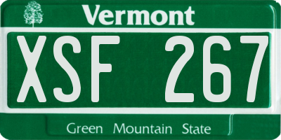 VT license plate XSF267