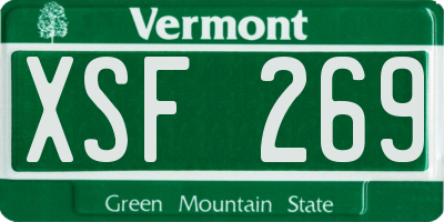 VT license plate XSF269