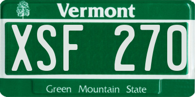 VT license plate XSF270